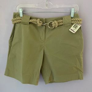 Brand-new INC khaki shorts with rope belt. Size 6 petite.